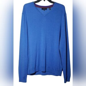 Ted Baker Men's Long Sleeve V Neck Sweater in Royal Blue Size 7 with ble…